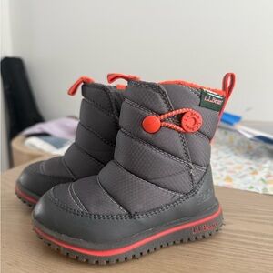 L.L. Bean Kids Charcoal and Red Snow Boots